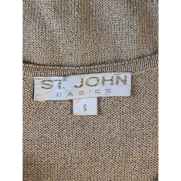 St. John Womens Gold Metallic Scoop Neck Pullover Knit Tank Sweater Size Small - Picture 6 of 7